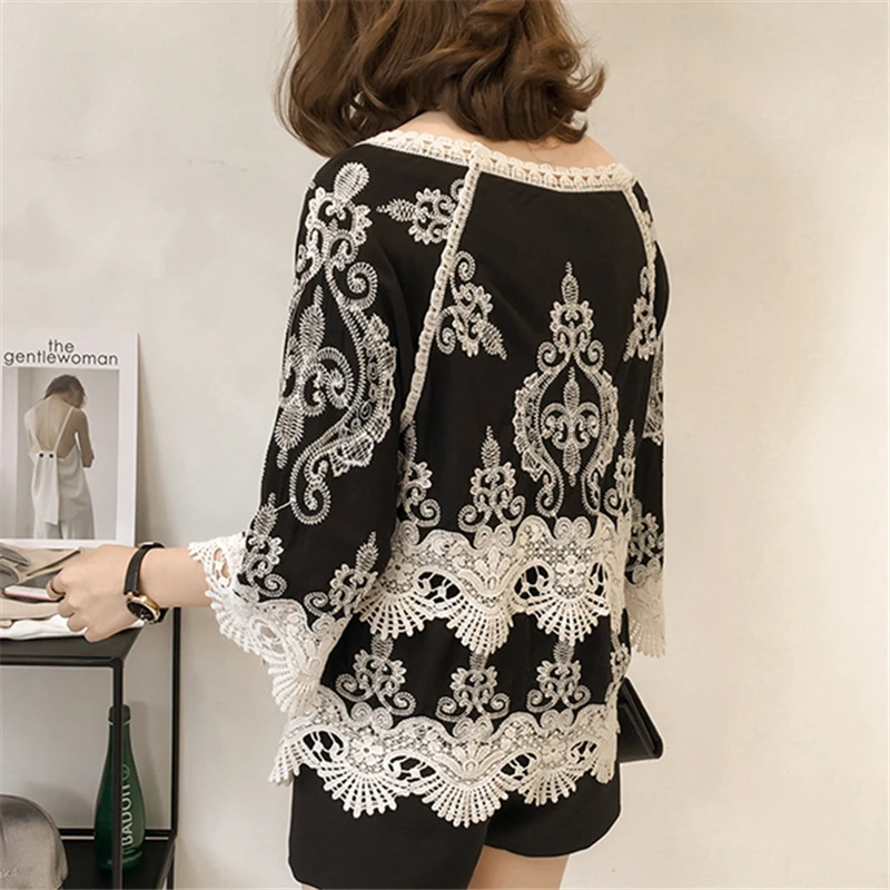 Цветочный Вышивка шифон Блузки для малышек 2017 женская обувь женский рубашка