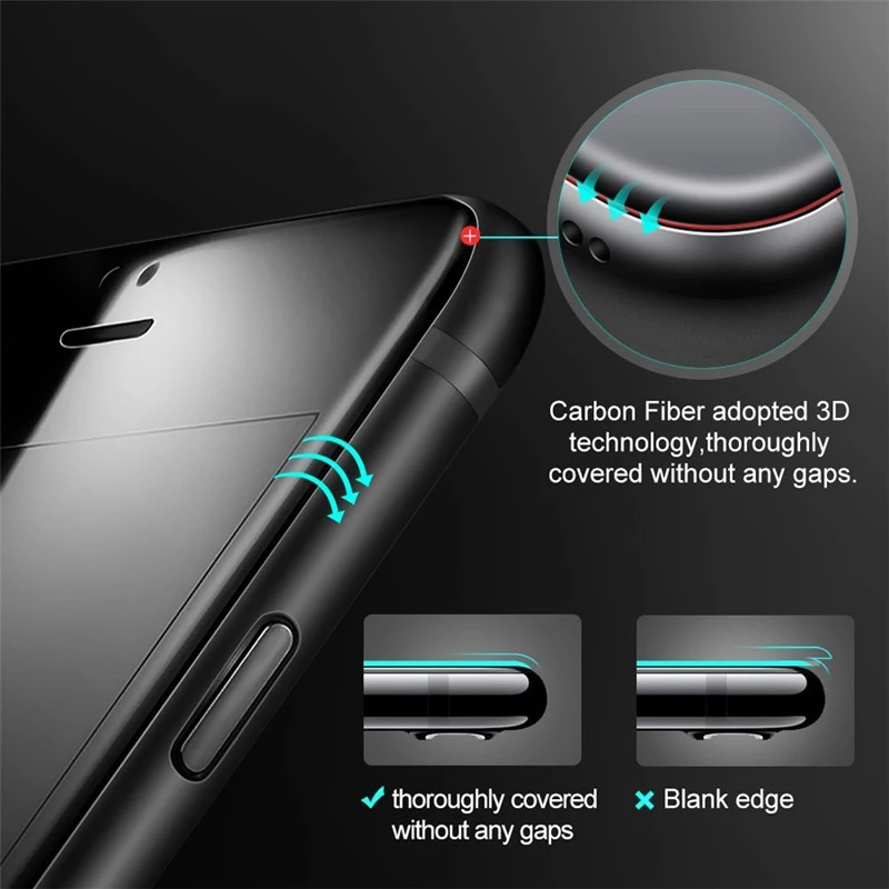 10 шт 3D изогнутое углеродное волокно мягкий край закаленное стекло для iPhone 8 Plus7 6S 6