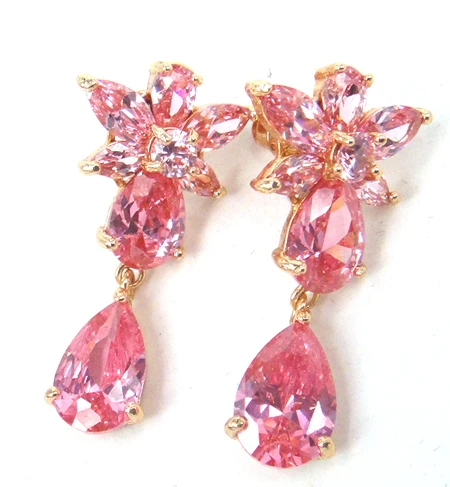 MOODPC Free shipping Gold Color Ladies Luxury Earrings AAA+ Flower Cubic Zircon Stud Earring Top Quality Nickel &amp Lead | Украшения и
