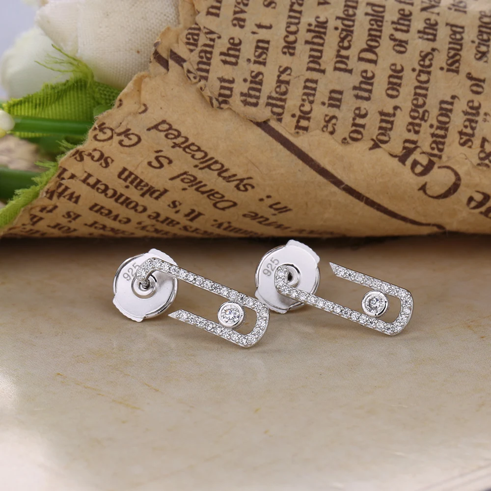 

Slovecabin Fashion 925 Sterling Silver Pure Love White Zircon Pendant Drop Earrings For Women Party Vintage Hot Crystal Jewelry