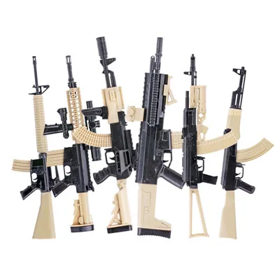 6pcs 1:6 мини-пластиковая игрушка пистолет военный пистолет Сборная модель детский интеллект строительный блок Имитационные игрушки оружие подарок для ребенка - Цвет: 6pcs