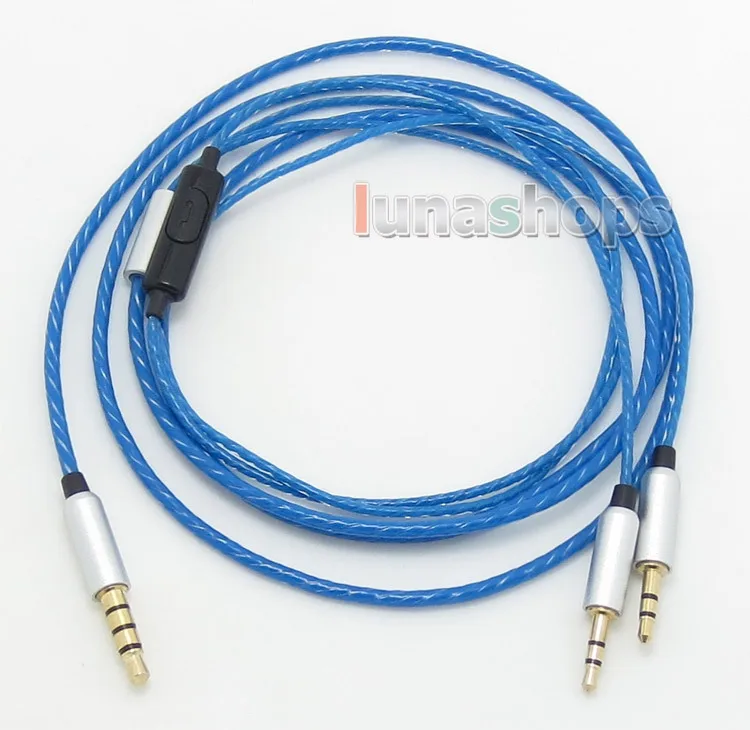 

LN004760 Blue 5N OFC With Mic Remote Cable For Sol Republic Master Tracks HD V8 V10 V12 X3 Headphone