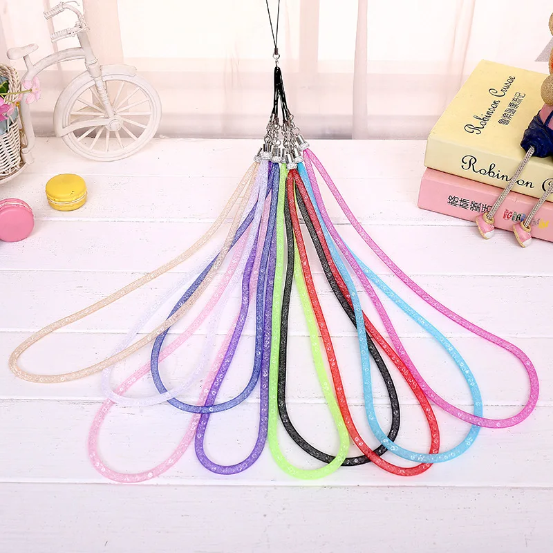 10 PCS/Lot Glitter Rhinestone Mobile Phone Strap Long Neck Lanyard Rope For Keys ID Card Holder iPhone Huawei Samsung Cord | Мобильные
