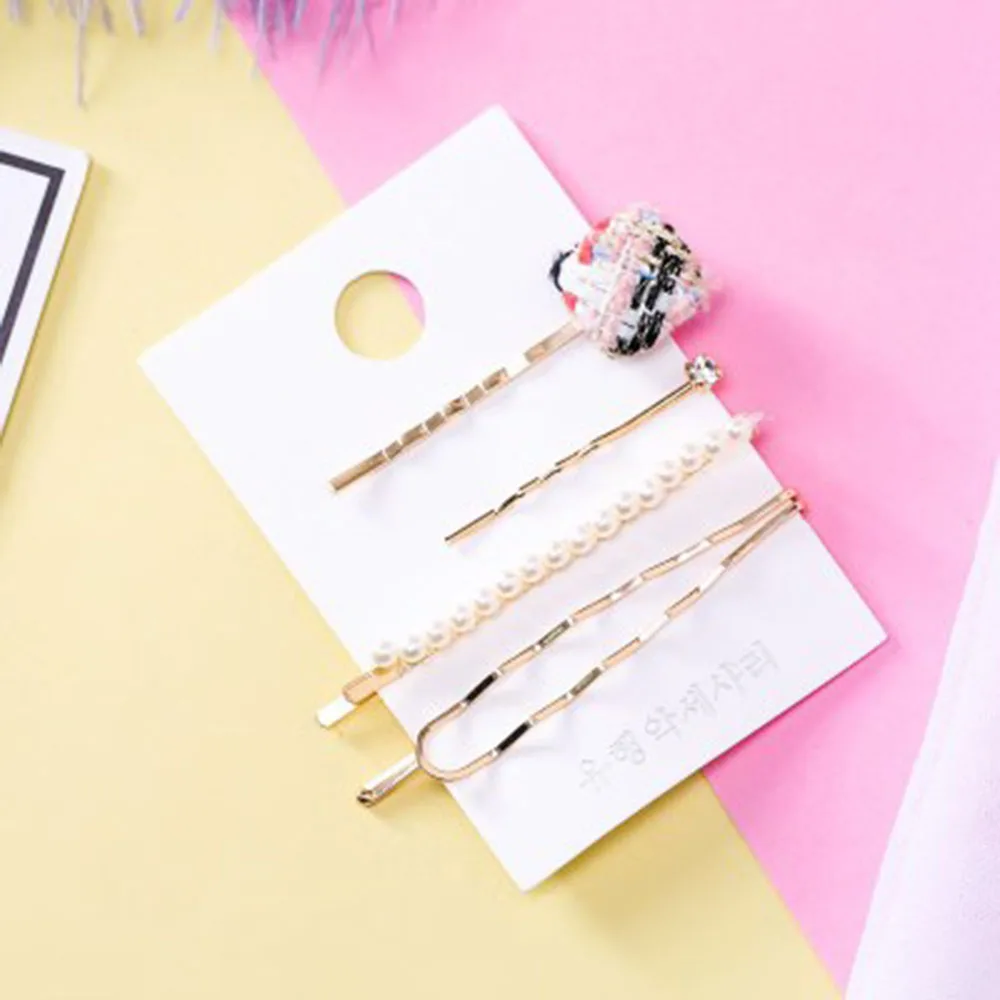 

4Pcs/Set Fashion Korea Pearl Women Imitiation Pearl Hair Clip Hairpin Barrette Baby Pin Hair Accessories Pearl Clip dropship