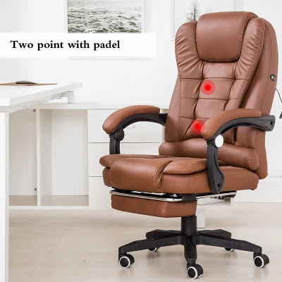 Two massage pedal Офисное кресло Boss PU кожаное вращающееся массажное кресло с подножкой для ног домашнее кресло эргономичное компьютерное кресло - Цвет: Two massage pedal