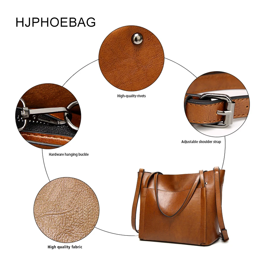 Брендовые женские кожаные сумки HJPHOEBAG Женская Большая Сумка тоут