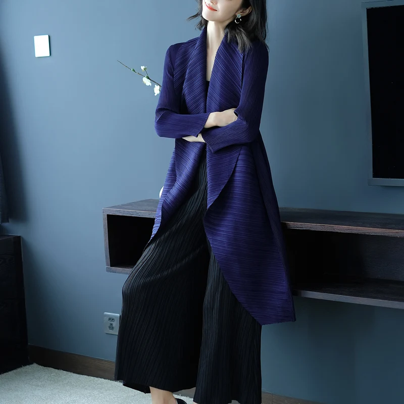 Changpleat 2018 new autumn loose women Trench Miyak Pleated long sleeve Loose Large size Solid Long Sleeve Female Coat Tide | Женская