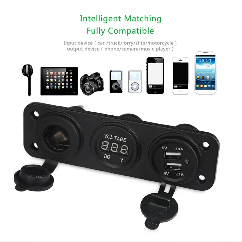 Urbanroad DC 12V Мотоцикл лодка автомобиль двойной USB зарядное устройство Прикуриватель