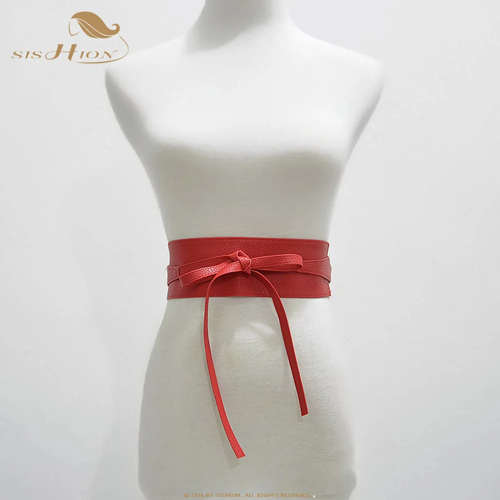 

SISHION Belt for Women Bowknot Faux Leather Wrap Around QY0246 Waistband Black Cummerbund Brown Women Belt