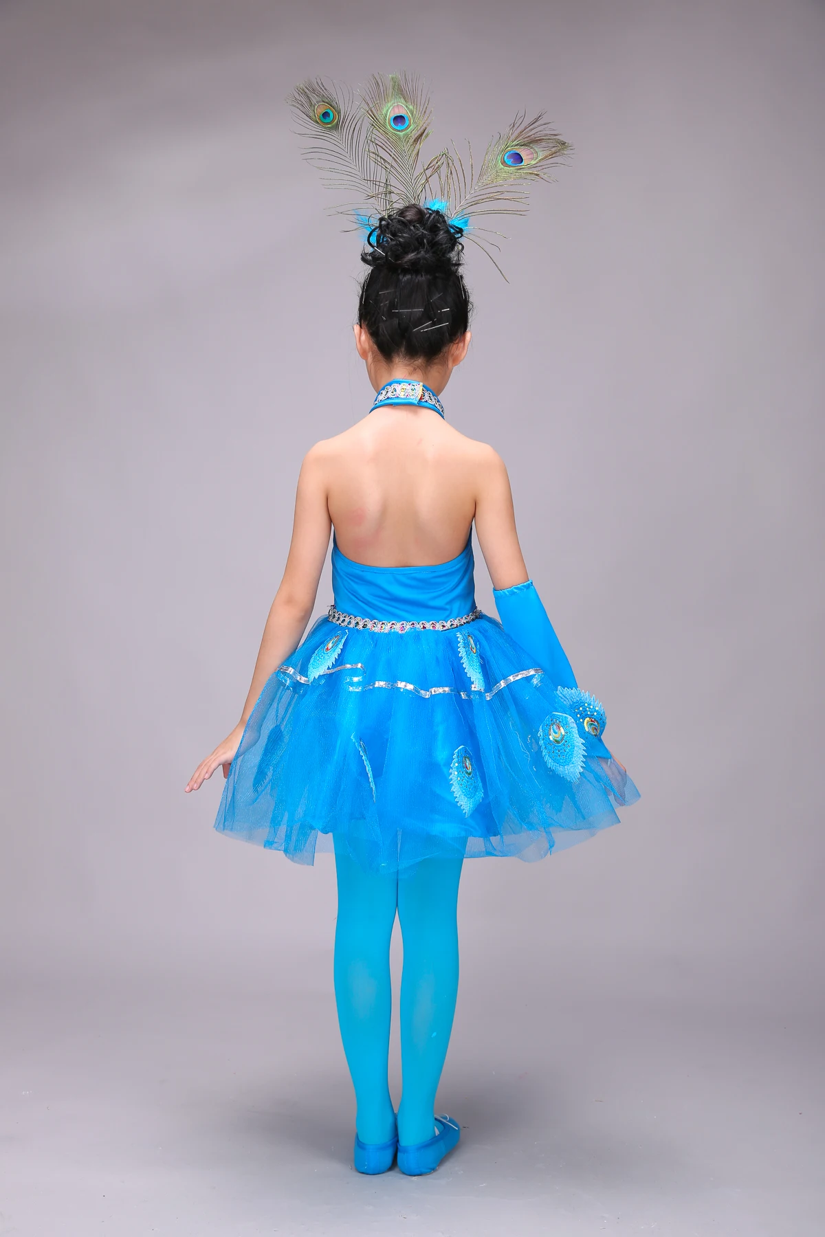 Танцевальные костюмы для девочек с павлином Китайские национальные выступлений