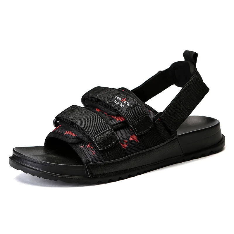 Мужские сандалии в римском стиле черные или серые однотонные из дышащего