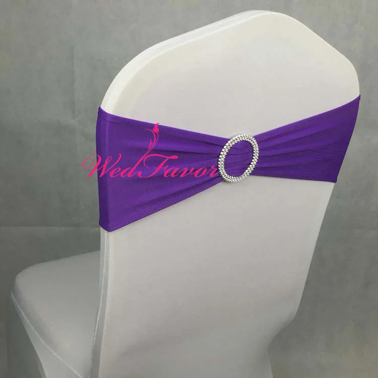Dark Purple WedFavor 100 шт королевские синие свадебные ленты для стульев из лайкры и спандекса с пластиковой круглой пряжкой для банкета чехлы для стульев - Цвет: Dark Purple