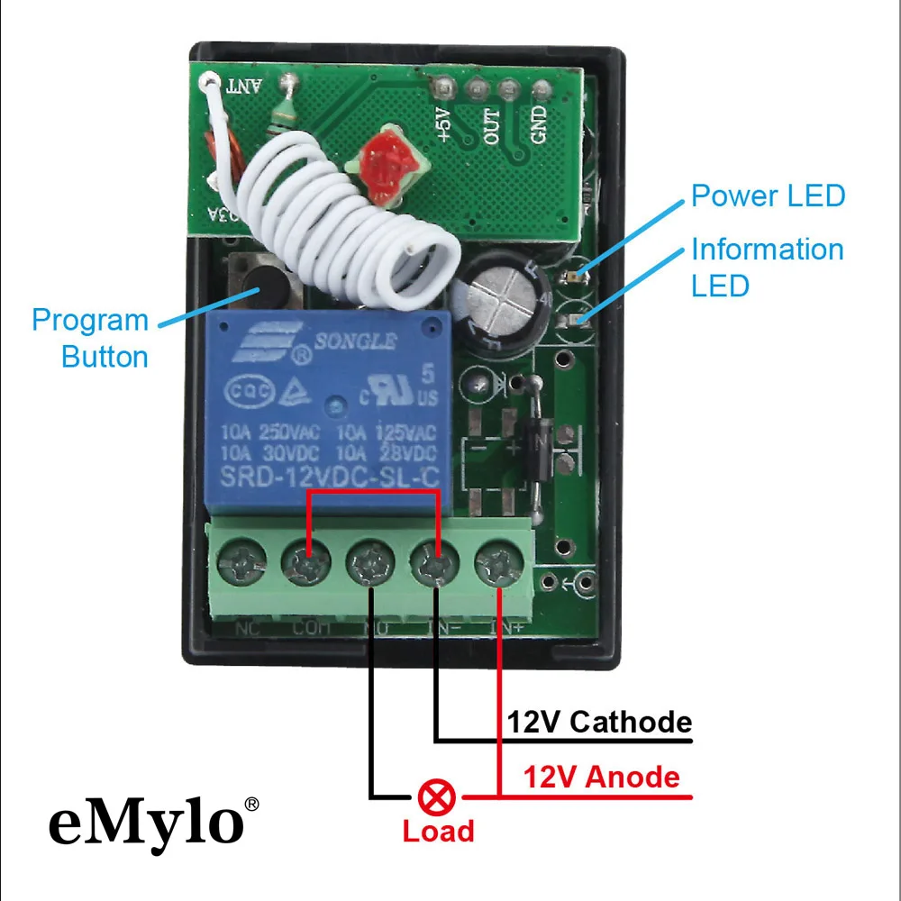 EMylo умный светильник выключатель AC/DC 12V Беспроводной RF реле Modual дистанционного