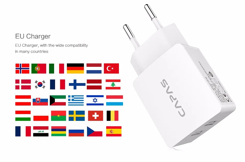 5 в 2A Универсальное зарядное устройство USB EU CAPAS дорожное настенное зарядное устройство адаптер двойной 2 порта ЕС вилка смарт-зарядное устройство для мобильного телефона iPhone планшет