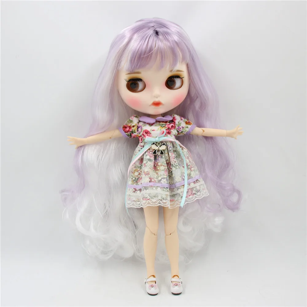 Кукла Blyth ICY DBS с белой кожей для суставов белое смешанное фиолетовыми волосами
