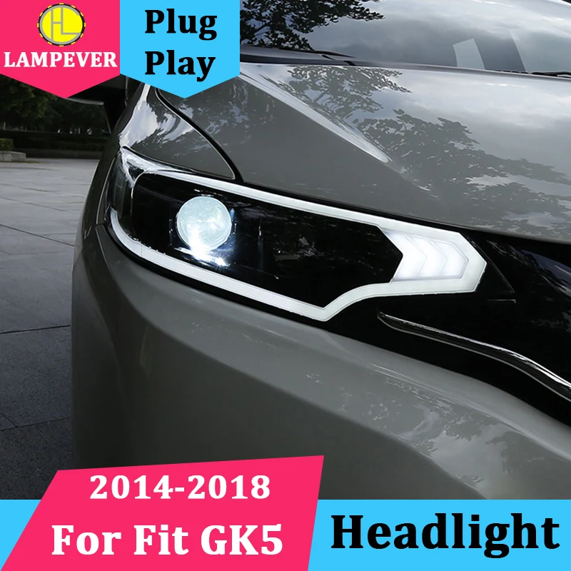 Стайлинг автомобиля для Honda фара модели 2014 2018 Fit GK5 светодиодный объектив фар с