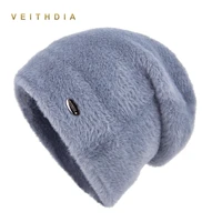 veithdia high quality women winter hats fashion rabbit velvet knitted like mink fur hat female girl double thickening beanies