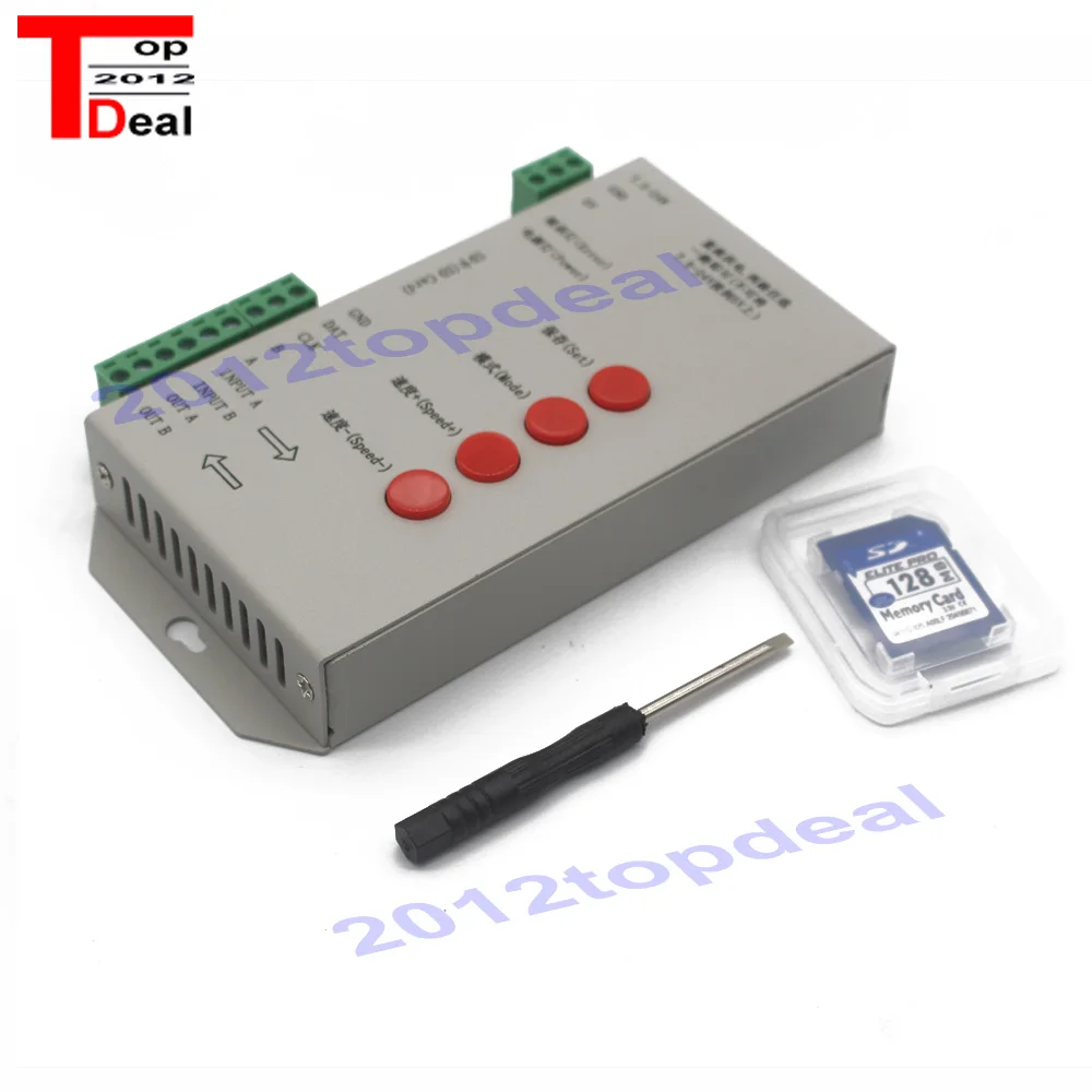 LED T1000S 128 SD Card Pixels Controller DC5~24V for WS2801 WS2811 WS2812B LPD6803 2048 strip light lamp | Освещение