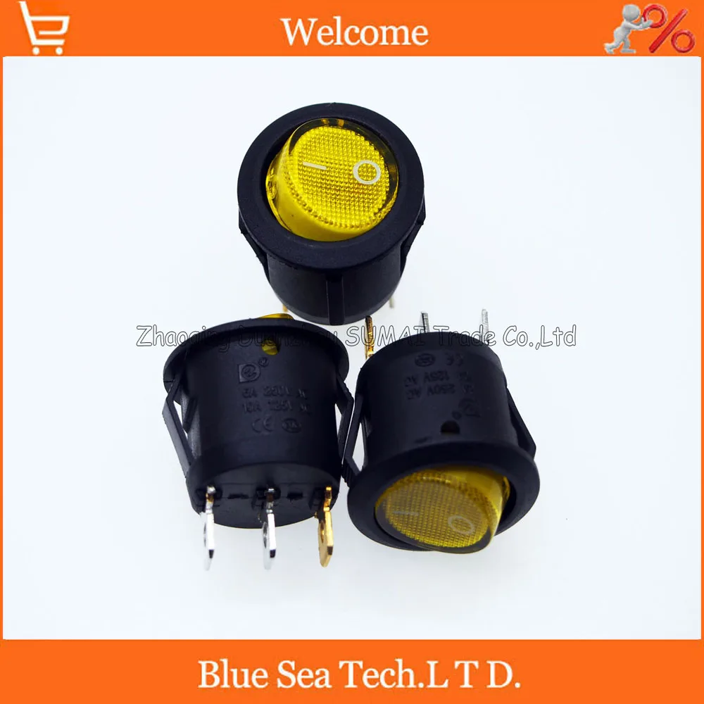 3 контактный люминесцентный круглый клавишный выключатель желтая фотолампа для