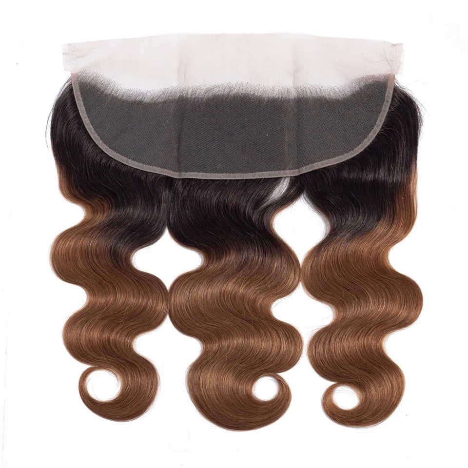 Цветной пучки человеческих волос Ombre с закрытием бразильские тела WaveHair плетение