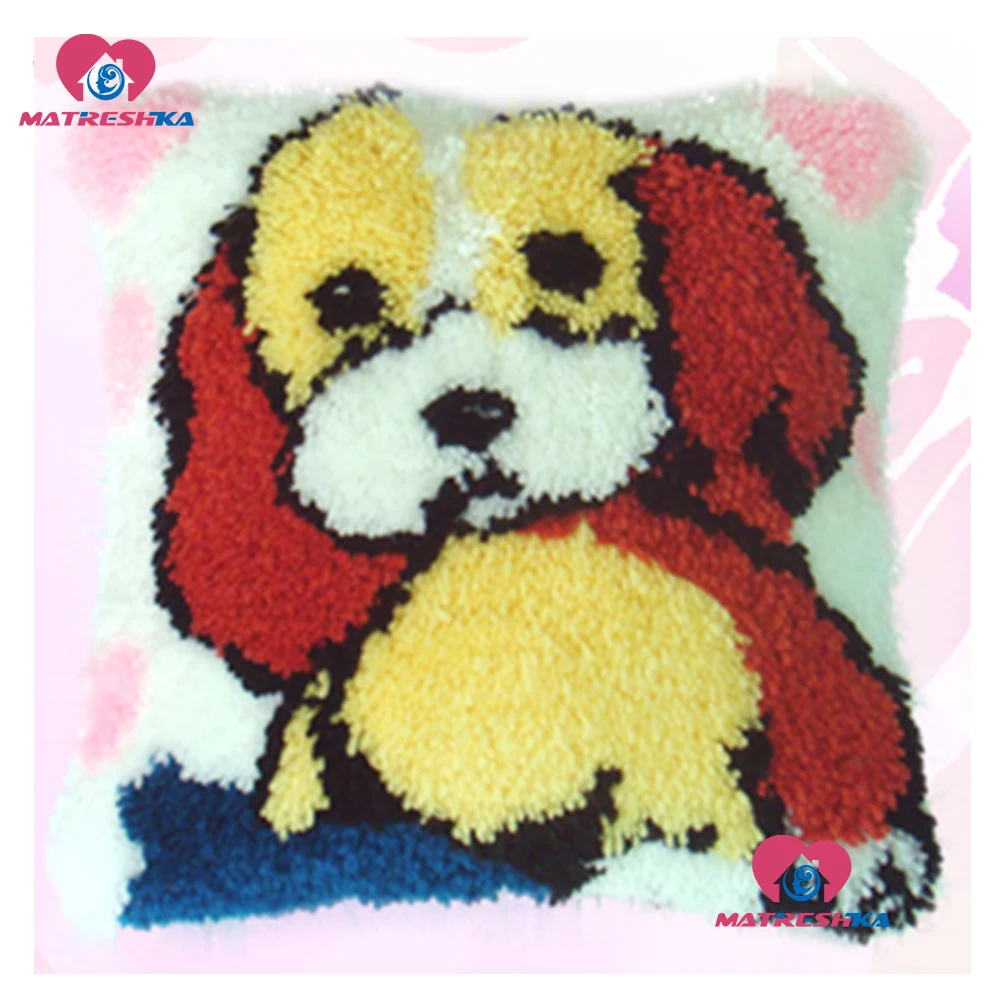 

Latch Hook Cushion Kit Pillowcase Do it yourself Crafts"Dog" Cross Stitch Pillow foamiran for needlework Home decor accessories