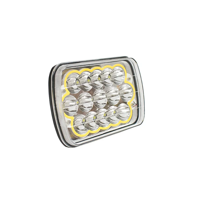 GZZONO 1 pcs 45w Rectangle Multi-Color HALO DRL Led 5*7 Inch Hi/Low Head Lights Sealed Beam Driving Light Trucks Lamp |