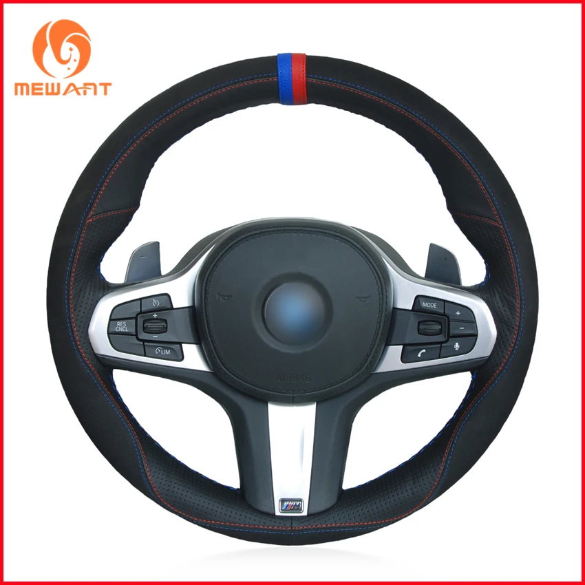 MEWANT черный замшевый кожаный чехол на руль для BMW G30 525i 530i 530d M550i M550d 2017 2018 G32 630i 640i M