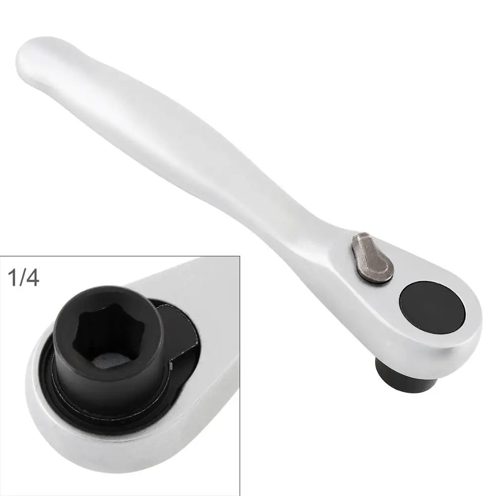 

72 Gear Mini 1/4 Inch Portable Adjustable Universal Two-way Ratchet Wrench Square Head and Curved Handle for Vehicle / Bicycle