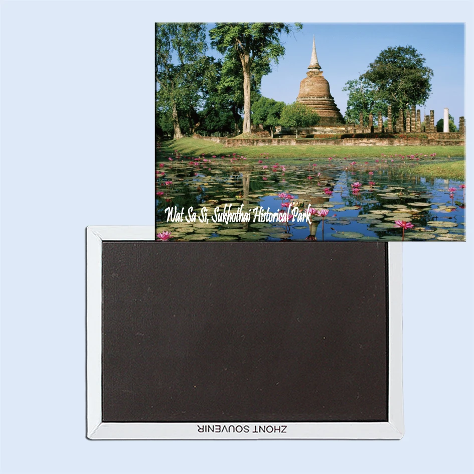 Хранилище Ват Sa Si исторический парк Sukhothai Таиланд магнитный холодильник с