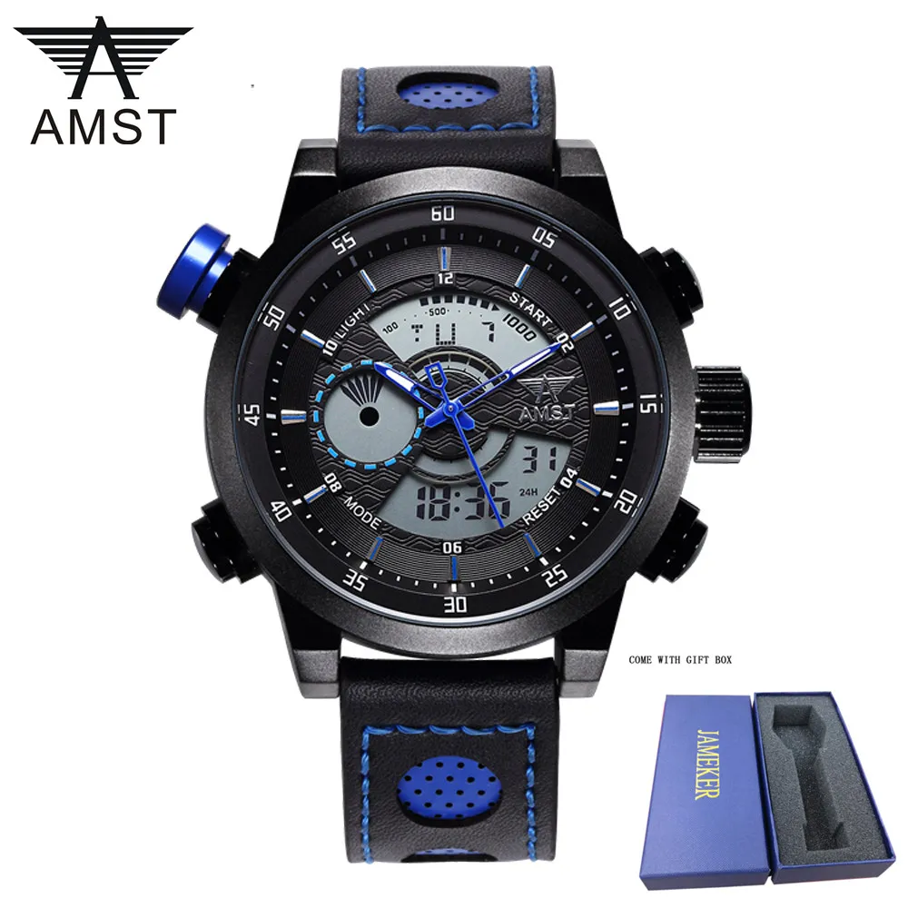 AMST новые мужские часы синие спортивные светодиодный цифровой 50 м