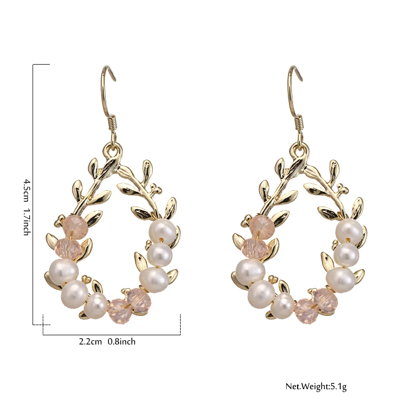 Yhpup Trendy Exquisite Natural Pearls Dangle Earrings Crystal Copper Plant Elegant Chic S925 for Bride Party Brincos | Украшения и