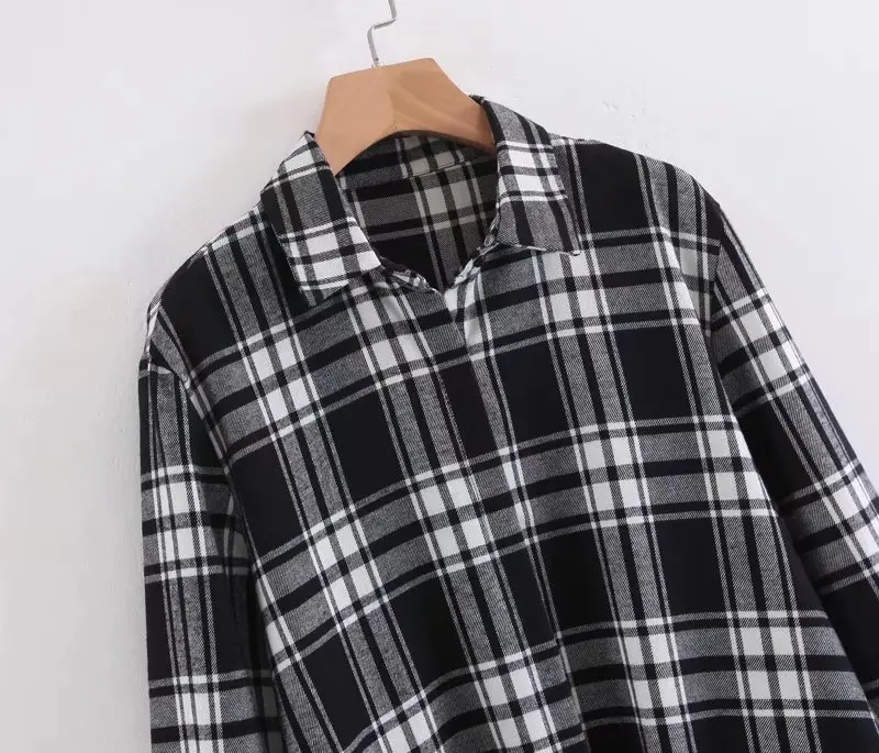 Women Long Sleeve Short Front Back Tunic Plaid Shirt Checked Blouse For Ladies Camisa Mujer Femme Clothing Blusas Feninimas |