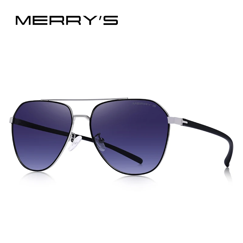 C03 Silver Gray MERRYS дизайн, мужские классические солнцезащитные очки пилота, авиационная оправа, HD поляризационные солнцезащитные очки для вождения, TR90, защита от уф400 лучей, S8057 - Цвет линз: C03 Silver Gray