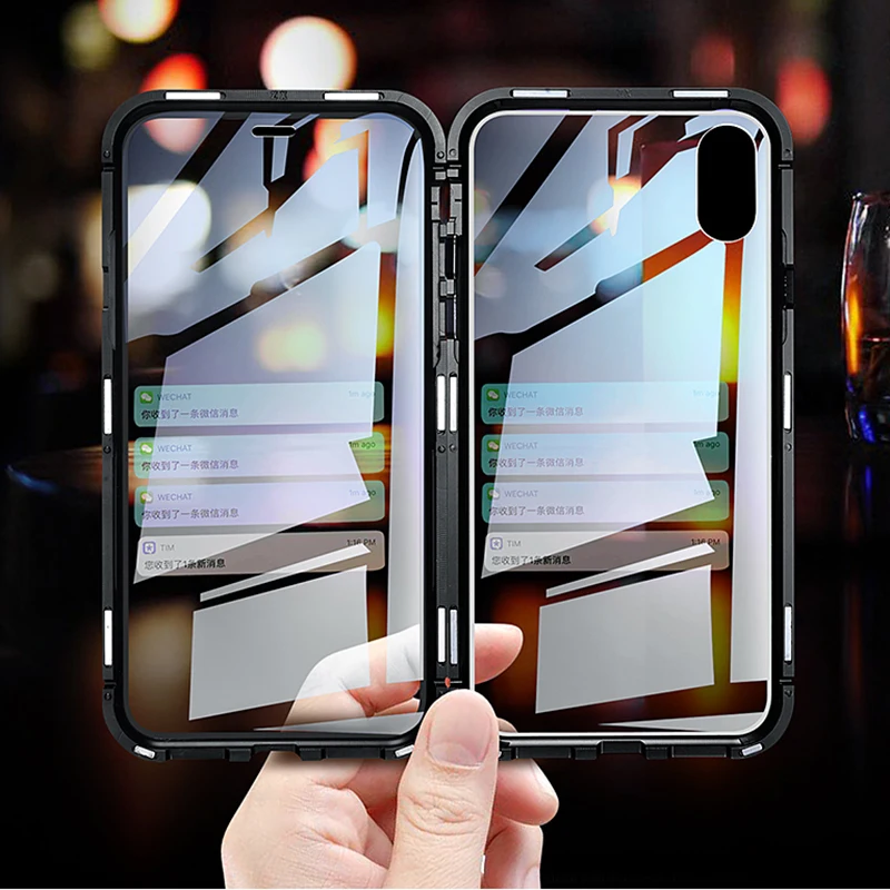 S-GUARD магнитный металлический флип-чехол для телефона Apple iPhone XS Max XR X 7 8 Plus с двойным