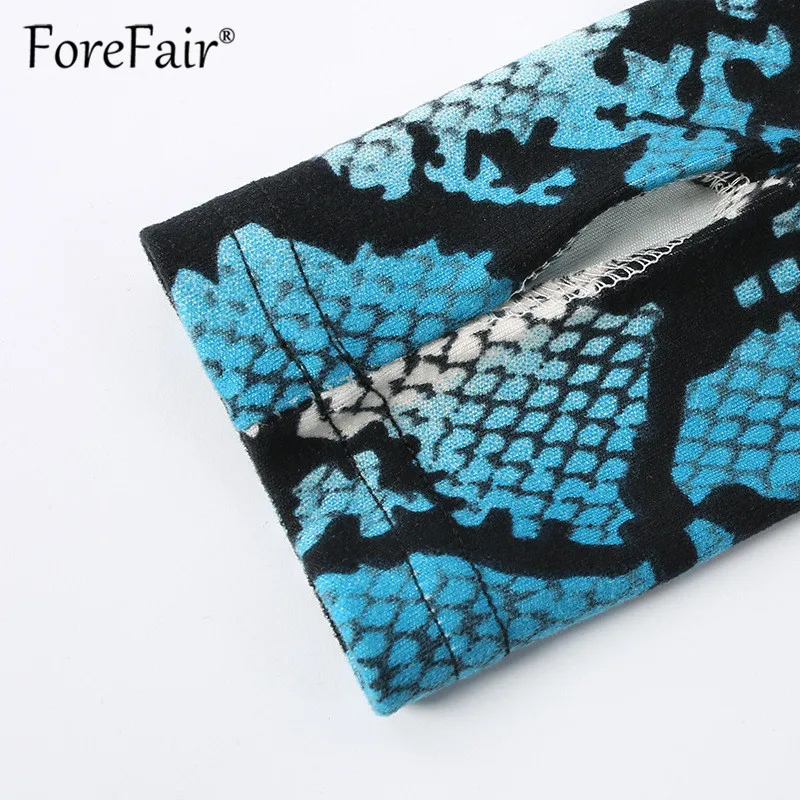 Forefair винтажное боди с длинным рукавом имитацией шеи со змеиным принтом для