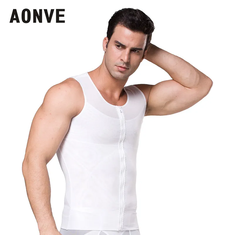 Aonve Male Shaper Hombre Abdomen Shapewear Men Belly Slimming Posture Vest Top Body Stretchy Zipper Underwear S-2XL | Мужская одежда