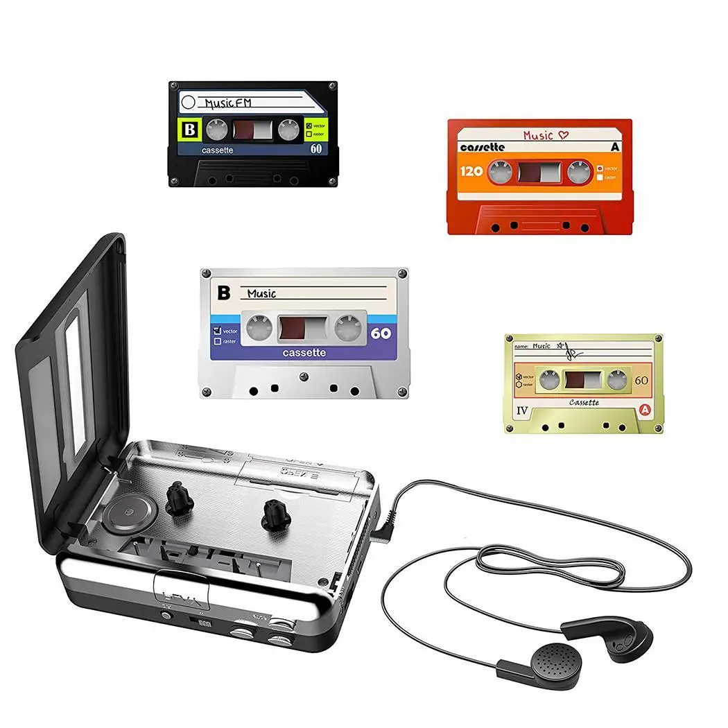 USB кассетник для ПК MP3 конвертер cd дисков аудио музыкальный плеер Черный Белый WAV