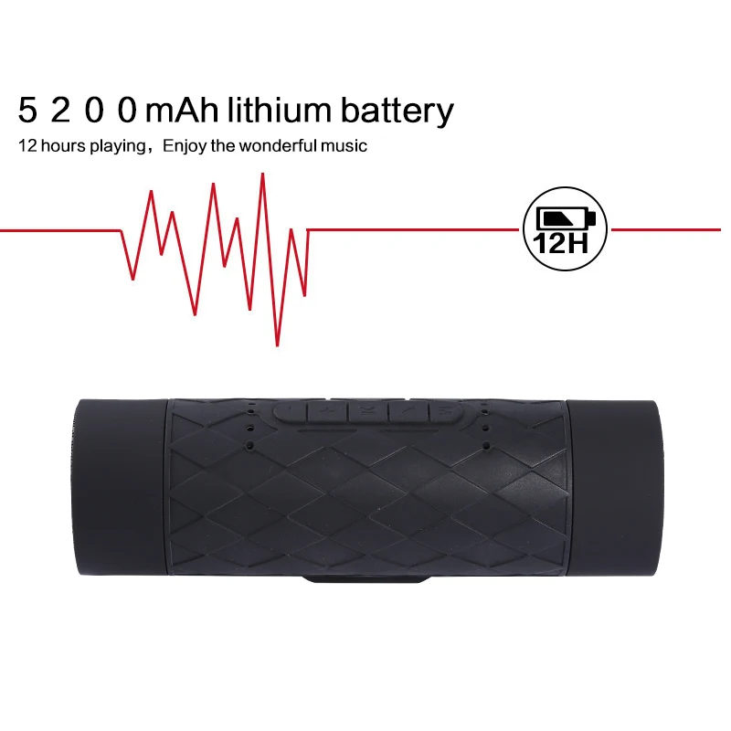 Outdoor Portable Bicycle Waterproof Bluetooth Speaker With 5200mAh Power Bank Silicone Active Wireless Handsfree 10w | Электроника