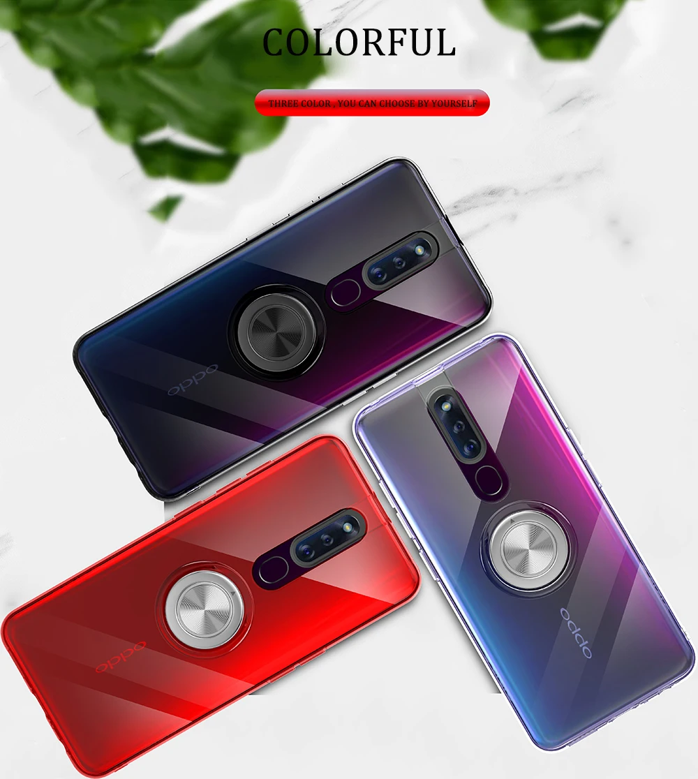 Чехол для OPPO F11 Pro Reno K1 RX17 NEO F9 F9 Pro A7X Reno 10x zoom, мягкий прозрачный защитный чехол с кольцом и подставкой