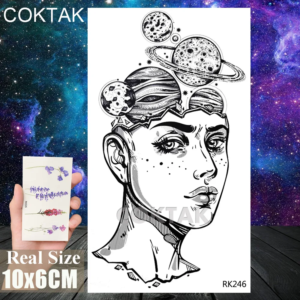 Временная тату наклейка Beauty Galaxy Girl искусственная Геометрическая водостойкая