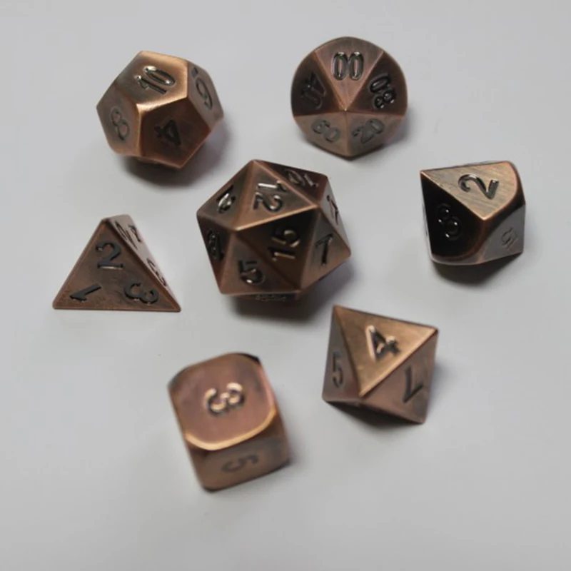 2018 Новый Металл 7 Игральная кость комплект D4 D6 D8 D10 D % D12 D20 для Настольная игра RPG Dados