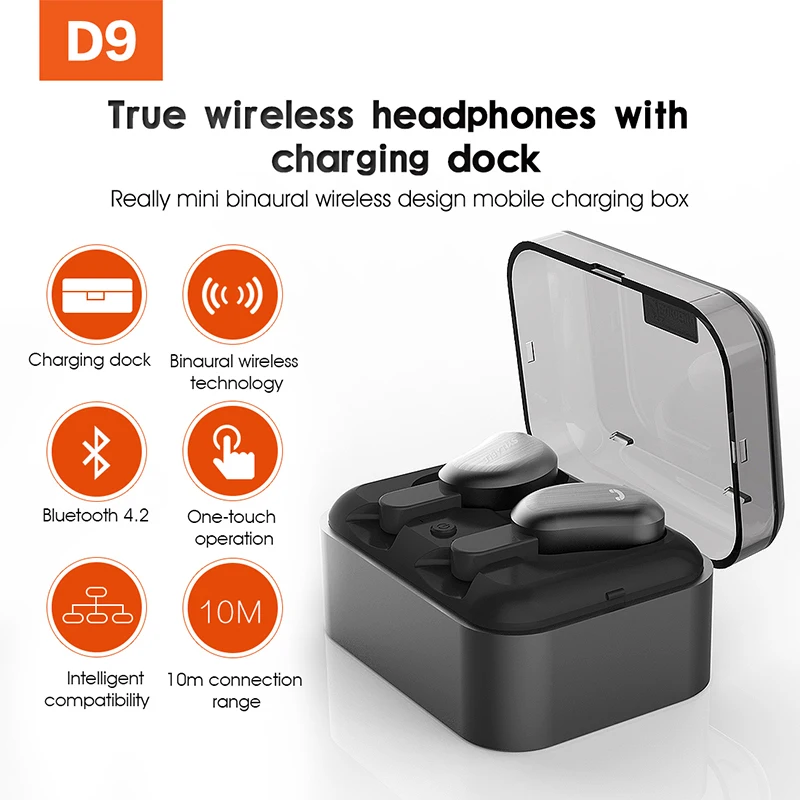 Слог D9 беспроводные наушники TWS Bluetooth гарнитура металлический чехол для зарядки