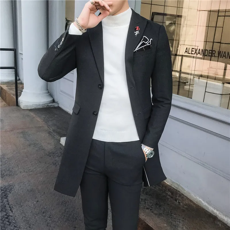 Классические мужские длинные костюмы Модный деловой Банкетный мужской костюм