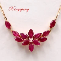 xin yi peng 18 k rose gold inlaid natural ruby necklace chain of clavicle women fashionable and generous