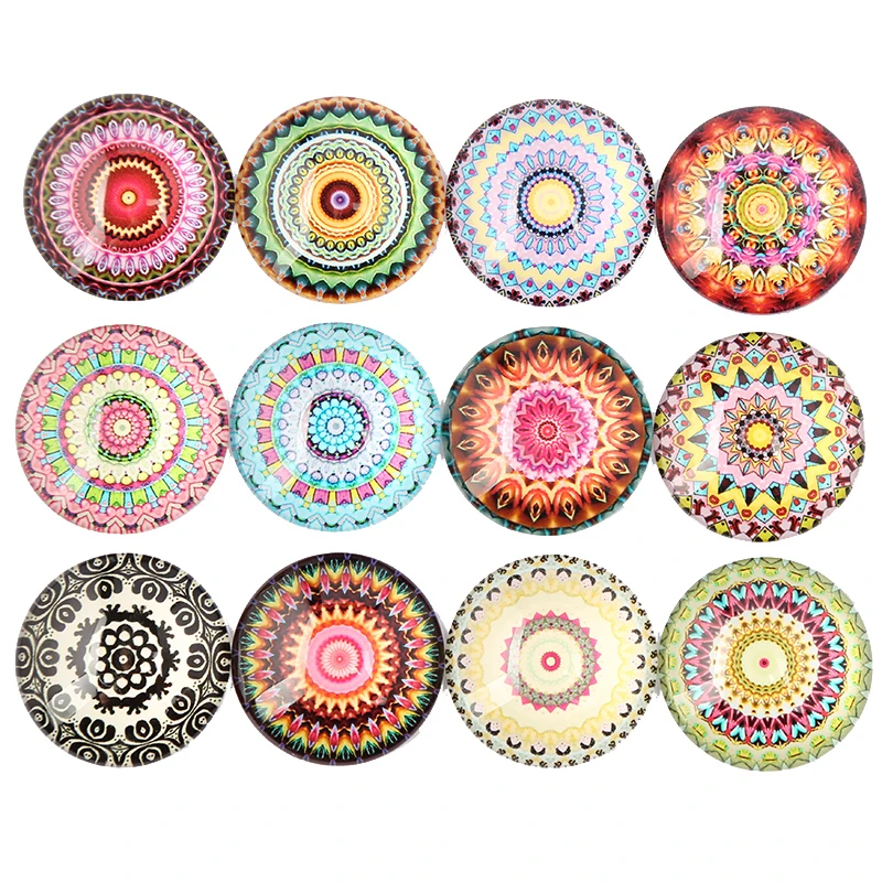 

onwear mix mandala photo round dome glass cabochons 12mm 14mm 18mm 20mm 25mm 30mm diy jewelry findings for pendants earrings