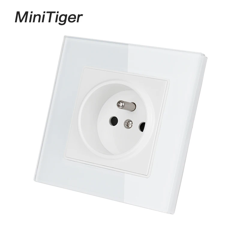 Minitiger стеклянная панель настенная розетка заземленная 16А французский стандарт