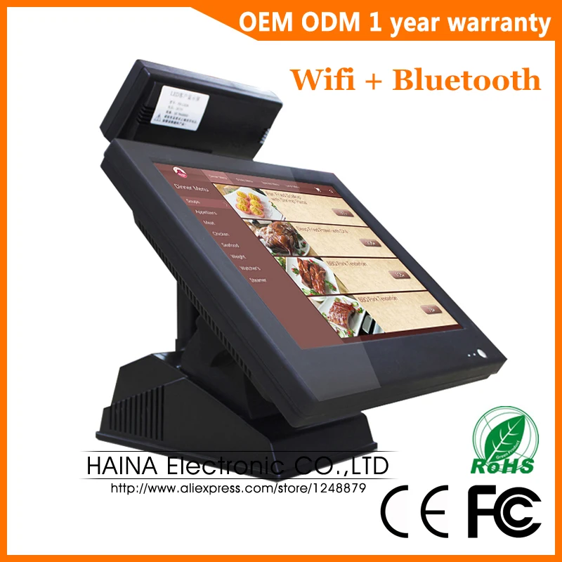 Haina сенсорный 15 дюймов с частотно регулируемым приводом POS машина Экран Wi Fi Bluetooth