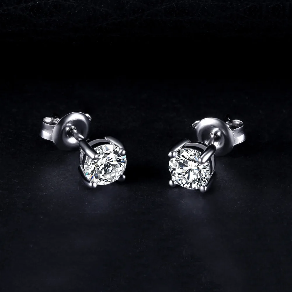Jewelrypalace круглый 1ct чистый стерлингового серебра 925 пробы Серьги-гвоздики для Для