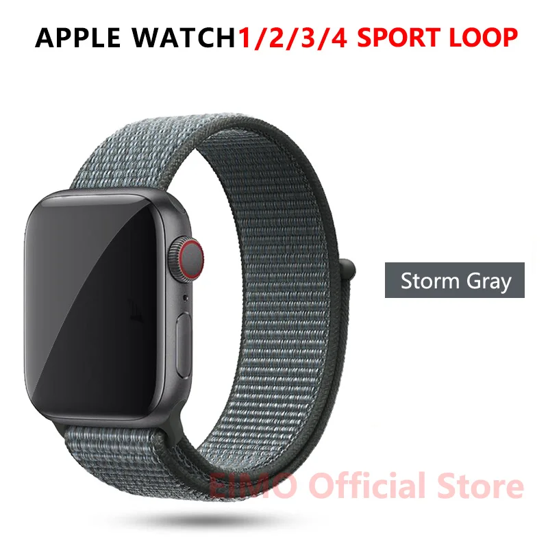 NEW Storm Gray EIMO ремешок для Apple Watch ремешок 44 мм 40 мм Apple Watch 4 5 3 2 1 iwatch ремешок 42 мм 38 мм Спортивная петля нейлоновая петля браслет ремешок для часов - Цвет ремешка: NEW Storm Gray