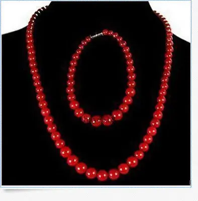 Rare!6-14mm Red Sea Coral Necklace Bracelet 17'' + 7.5'' 1set | Украшения и аксессуары